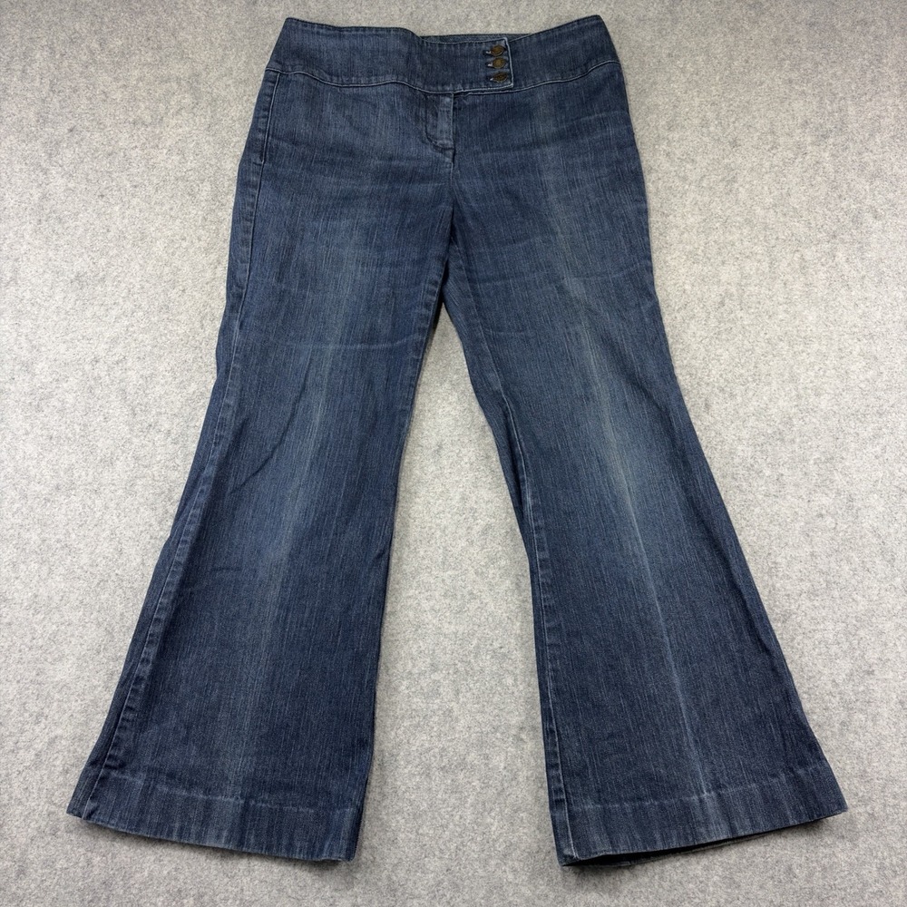 Battery Park New York & Company Dark Blue Jeans Womens Size 12 Wide Leg Bell